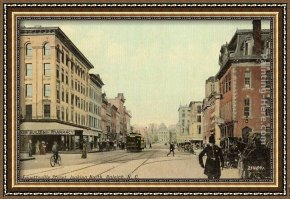 Street Framed Paintings - Fayetteville Street, Raleigh, North Carolina by Norman Parkinson