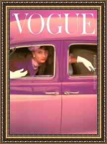 Autumn Woods Framed Paintings - Vogue Cover, Autumn Fuchsia by Norman Parkinson