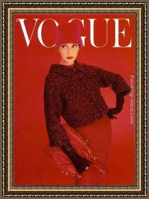 Norman Framed Paintings - Vogue Cover, Red Rose, August by Norman Parkinson