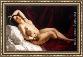 Cleopatra Testing Poisons on Condemned Prisoners Cropped Framed Paintings - Cleopatra by Orazio Gentleschi