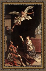 The Mystic Marriage of St. Catherine Framed Paintings - Sts Cecilia, Valerianus and Tiburtius by Orazio Gentleschi