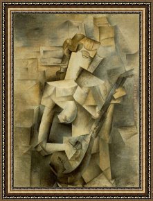 Pablo And Francesca Framed Paintings - Girl with Mandolin Fanny Tellie by Pablo Picasso