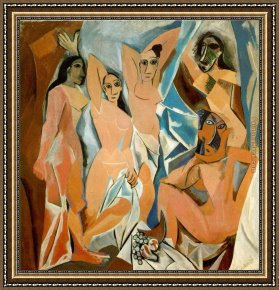 Pablo And Francesca Framed Paintings - Les Demoiselles dAvignon by Pablo Picasso