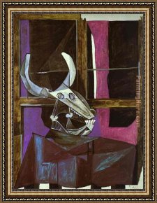 Pablo And Francesca Framed Paintings - Still Life with Steers Skull by Pablo Picasso