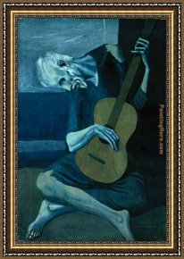 Pablo And Francesca Framed Paintings - The Old Guitarist by Pablo Picasso