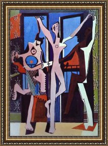 Pablo And Francesca Framed Paintings - Three Dancers by Pablo Picasso