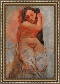 Pablo And Francesca Framed Paintings - Woman Plaiting Her Hair by Pablo Picasso