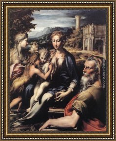 Madonna And Child with Saints And Angels Framed Paintings - Madonna and Child with Saints by Parmigianino