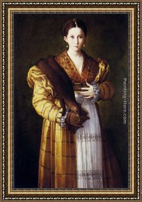Portrait of a Woman Framed Paintings - Portrait Of A Young Woman Known As "Anthea" by Parmigianino