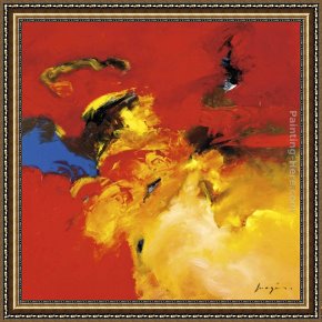 The Era of The Red Guards Framed Paintings - Red, blue by Pascal Magis