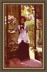 Portrait De La Femme D'artiste Entrant Dans La Serre Framed Paintings - Portrait De La Femme D'Artiste Entrant Dans La Serre by Paul Albert Bartholome