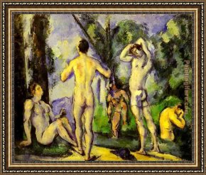 Open Framed Paintings - Bathers in the Open Air by Paul Cezanne