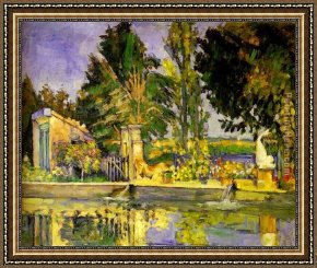 Pools of Serenity Framed Paintings - Jas de Bouffan the Pool by Paul Cezanne