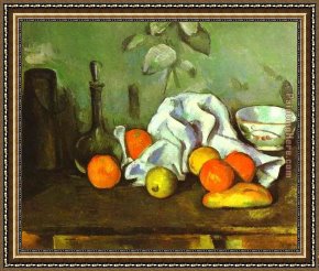 Life Framed Paintings - Still Life with Fruit by Paul Cezanne