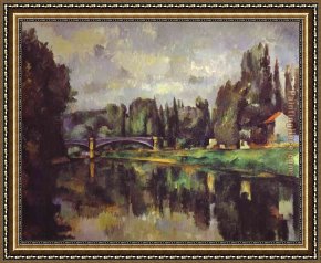 Bank Framed Paintings - The Banks of the Marne by Paul Cezanne