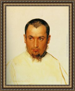 Monks Framed Paintings - Head of a Camoldine Monk by Paul Delaroche