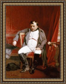 Napoleon, King of Italy Framed Paintings - Napoleon Emperor Defeated at Fontainebleau by Paul Delaroche