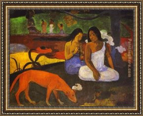 Paul Gauguin Framed Paintings - Arearea by Paul Gauguin