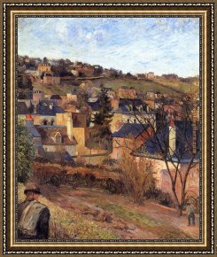 Rouen Framed Paintings - Blue Roofs Rouen by Paul Gauguin