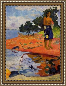 Paul Gauguin Framed Paintings - Haere Pape by Paul Gauguin