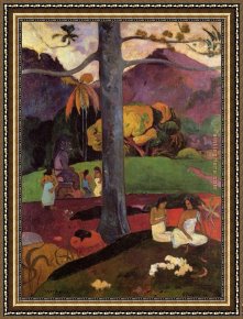 A Little Prince Likely in Time to Bless a Royal Throne Framed Paintings - In Olden Times by Paul Gauguin
