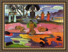 Paul Gauguin Framed Paintings - Mahana No Atua by Paul Gauguin