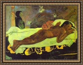 Paul Gauguin Framed Paintings - Manao tupapau by Paul Gauguin