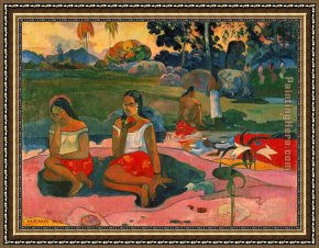 Paul Gauguin Framed Paintings - Nave Nave Moe by Paul Gauguin