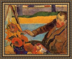 Portrait of Mrs Abney Framed Paintings - Portrait of Vincent van Gogh Painting Sunflowers by Paul Gauguin