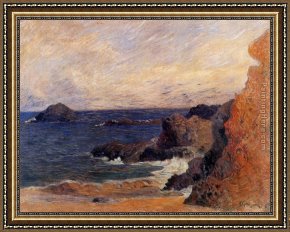 Rocky Coast Framed Paintings - Rocky Coast by Paul Gauguin