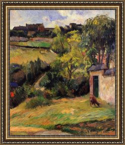 Rouen Framed Paintings - Rouen Suburb by Paul Gauguin