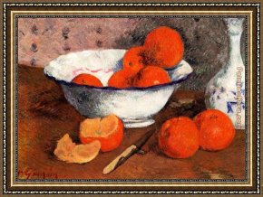 Life Framed Paintings - Still Life with Oranges by Paul Gauguin