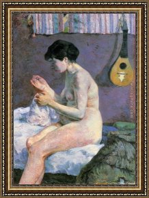 Color Study of Squares Framed Paintings - Study of a Nude Suzanne Sewing by Paul Gauguin
