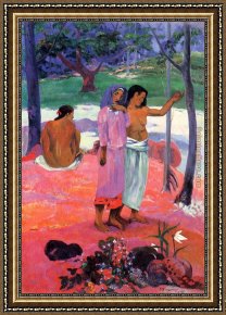 Comming to The Call Framed Paintings - The Call by Paul Gauguin