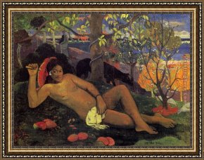 The King And The Beggar-maid Framed Paintings - The King's Wife by Paul Gauguin