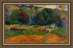 Valley Framed Paintings - The Little Valley by Paul Gauguin