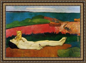 Paul Gauguin Framed Paintings - The Loss of Virginity by Paul Gauguin