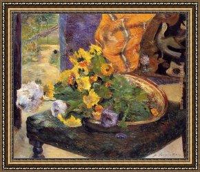 Making Framed Paintings - The Makings of a Bouquet by Paul Gauguin