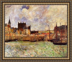 Port of Valencia Framed Paintings - The Port Dieppe by Paul Gauguin