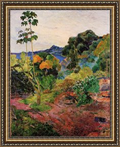 Paul Gauguin Framed Paintings - Tropical Vegetation by Paul Gauguin