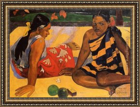 Receiving The News Framed Paintings - What News by Paul Gauguin