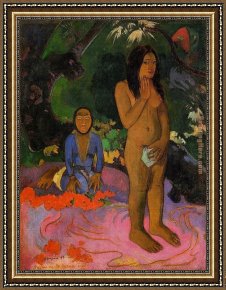 Paul Gauguin Framed Paintings - Words of the Devil by Paul Gauguin