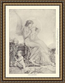 The Education of Cupid Framed Paintings - Cupid and Psyche by Paul Jacques Aime Baudry