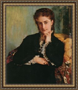 Madame Framed Paintings - Portrait de Madame Louis C&eacute;zard by Paul Jacques Aime Baudry