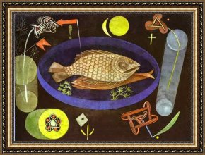 Miracle of The Bread And Fish Framed Paintings - Around the Fish by Paul Klee