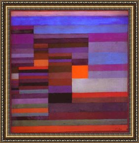 Paul Klee 1914 Framed Paintings - Fire in the Evening by Paul Klee