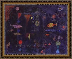 Miracle of The Bread And Fish Framed Paintings - Fish Magic by Paul Klee