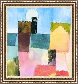 Paul Klee 1914 Framed Paintings - Mondaufgang von St Germain by Paul Klee