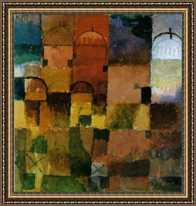 Paul Klee 1914 Framed Paintings - Red And White Domes by Paul Klee