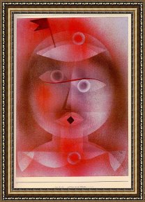 Paul Klee 1914 Framed Paintings - The Mask with the Little Flag by Paul Klee
